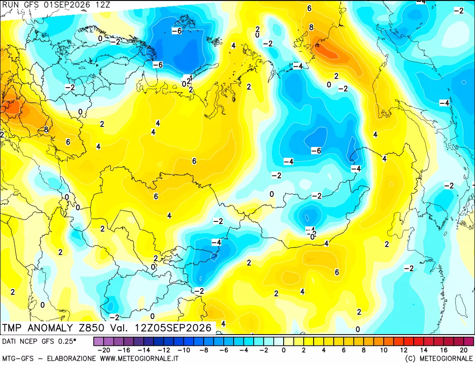 mappa 850 hPa Temp Anomaly vs Cli.No 1981-2010