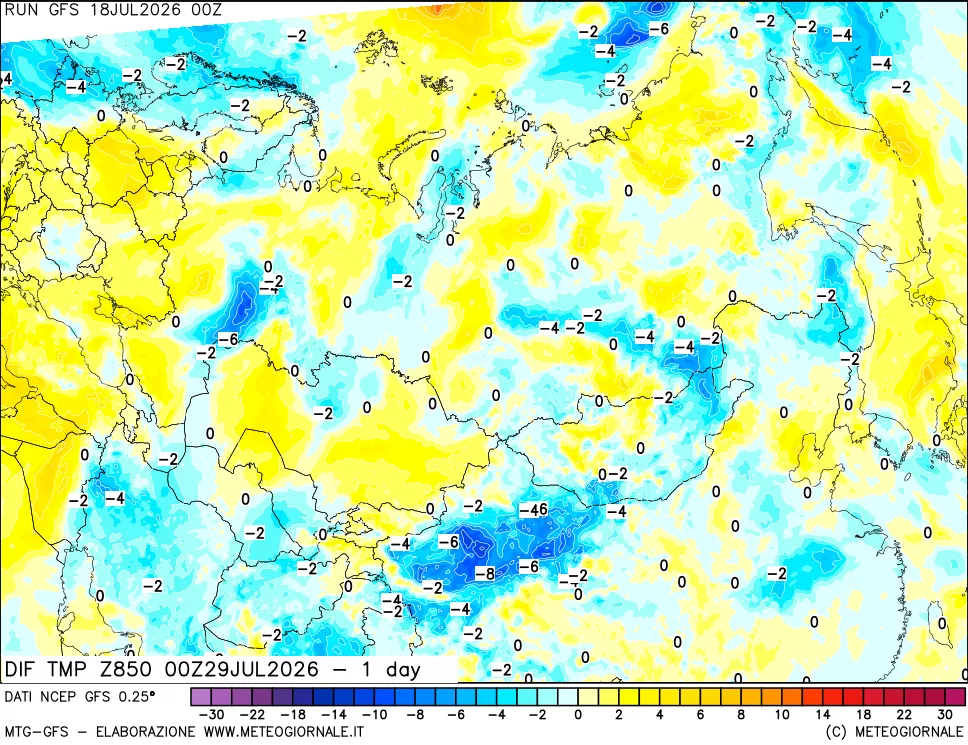 mappa 850 hPA Dif. Temp -24 ore