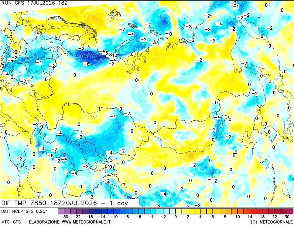 mappa 850 hPA Dif. Temp -24 ore