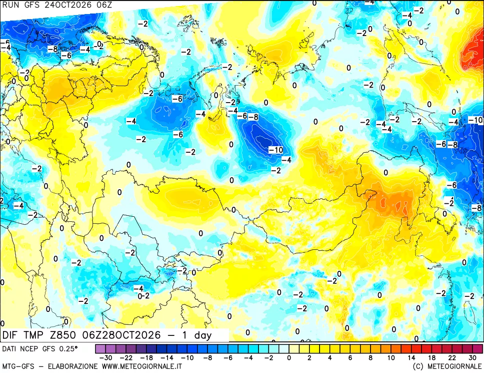 mappa 850 hPA Dif. Temp -24 ore