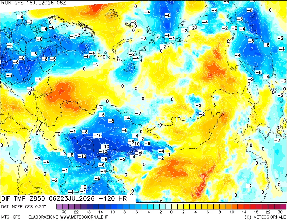 mappa 850 hPA Dif. Temp - Init