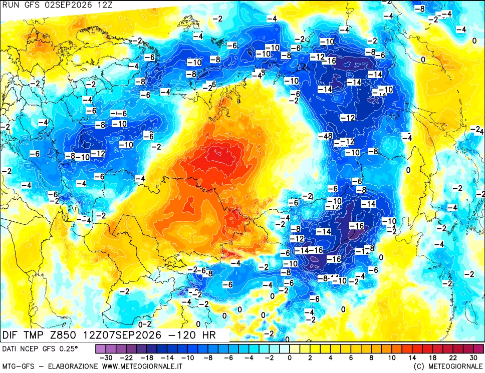 mappa 850 hPA Dif. Temp - Init