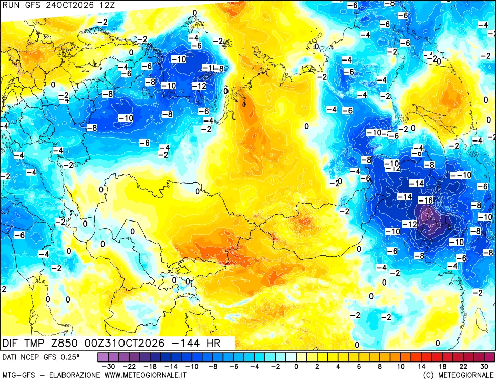 mappa 850 hPA Dif. Temp - Init