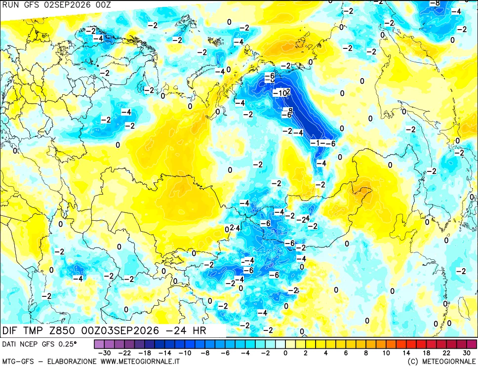 mappa 850 hPA Dif. Temp - Init