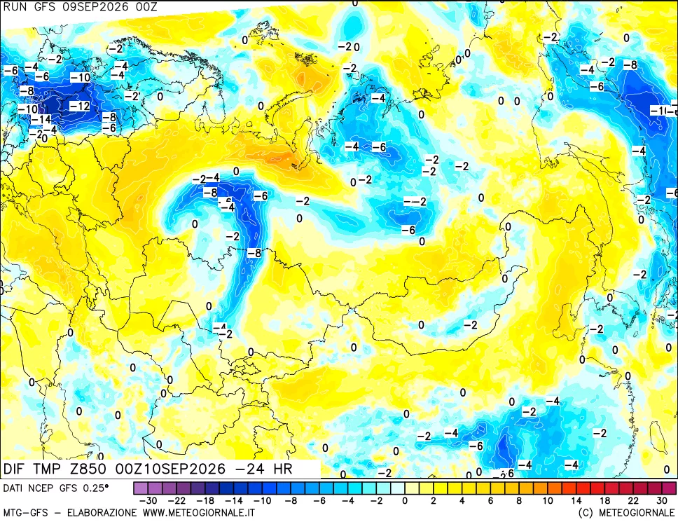 mappa 850 hPA Dif. Temp - Init