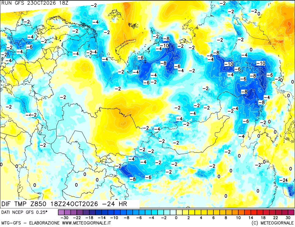 mappa 850 hPA Dif. Temp - Init