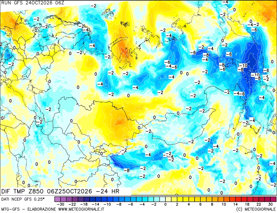 mappa 850 hPA Dif. Temp - Init
