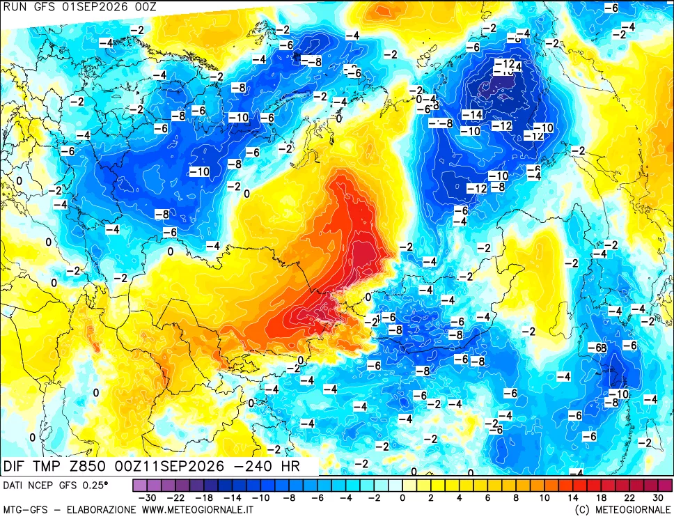mappa 850 hPA Dif. Temp - Init