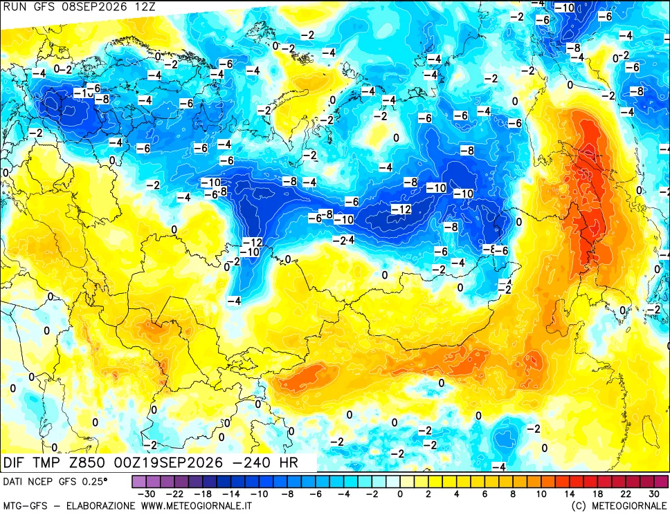 mappa 850 hPA Dif. Temp - Init