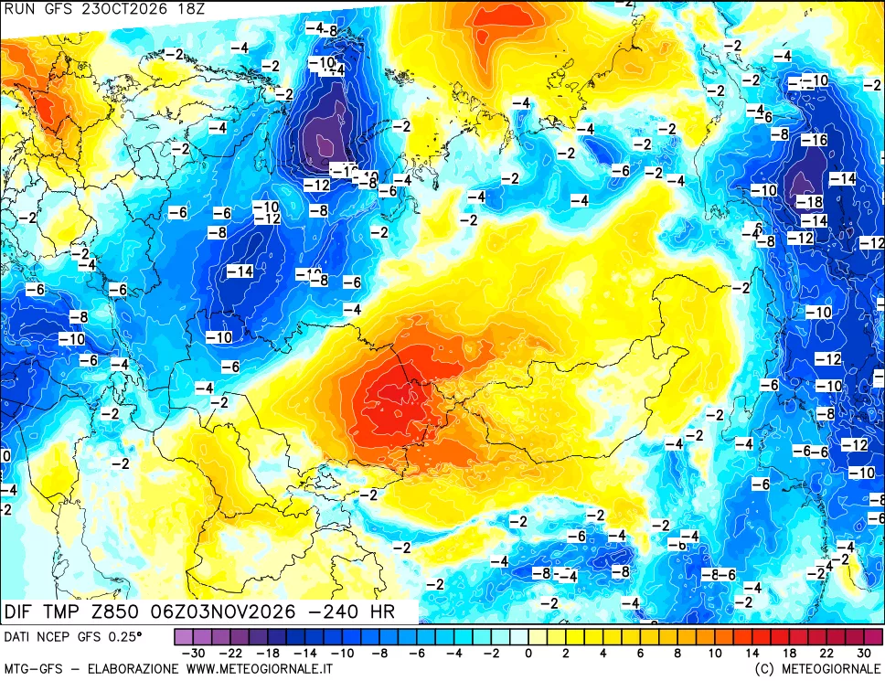 mappa 850 hPA Dif. Temp - Init