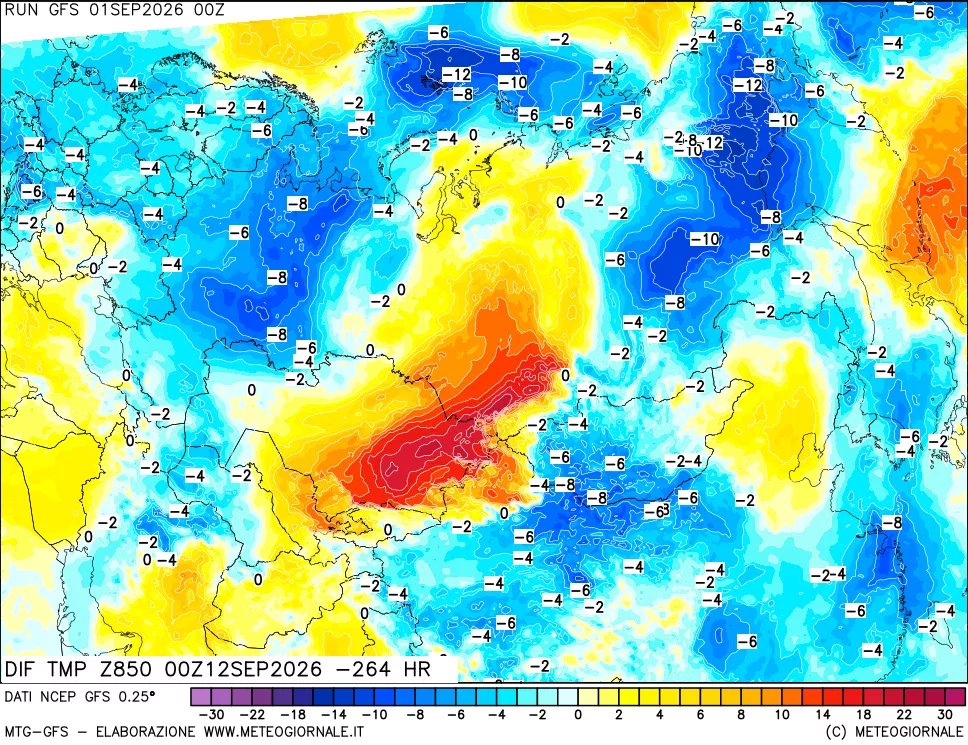mappa 850 hPA Dif. Temp - Init
