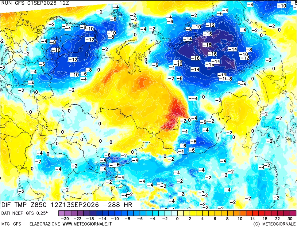 mappa 850 hPA Dif. Temp - Init