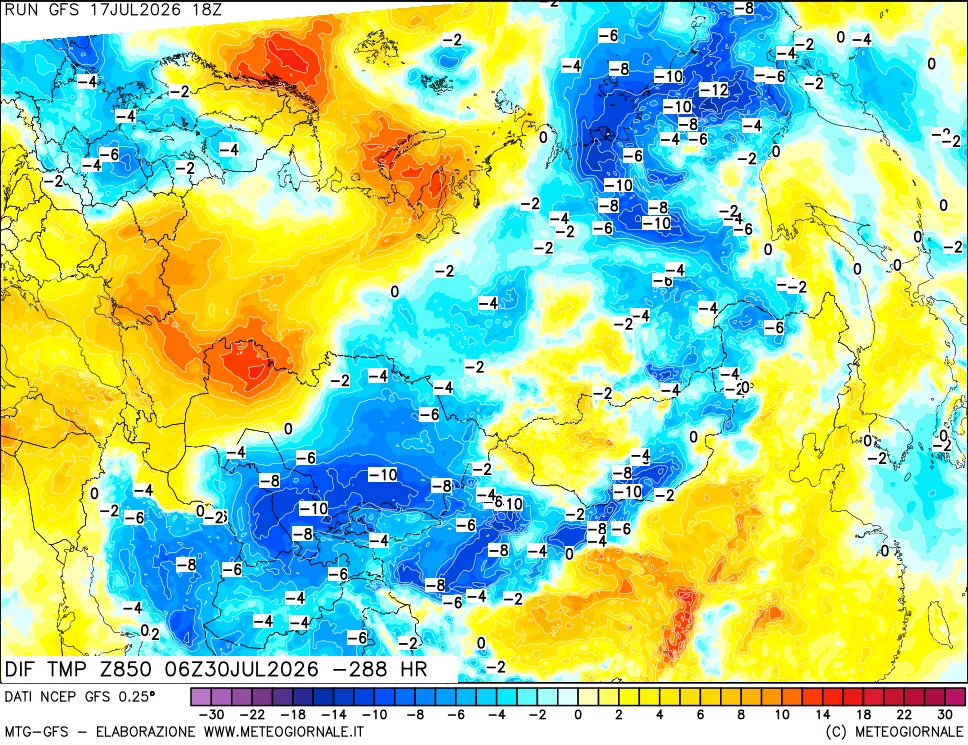 mappa 850 hPA Dif. Temp - Init