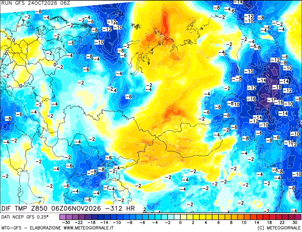mappa 850 hPA Dif. Temp - Init