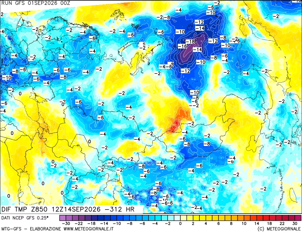 mappa 850 hPA Dif. Temp - Init