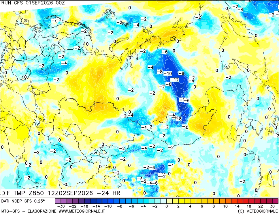 mappa 850 hPA Dif. Temp - Init