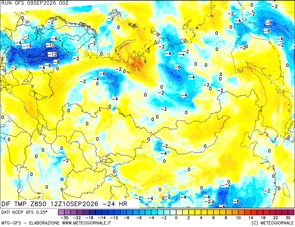 mappa 850 hPA Dif. Temp - Init