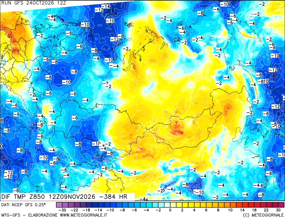 mappa 850 hPA Dif. Temp - Init