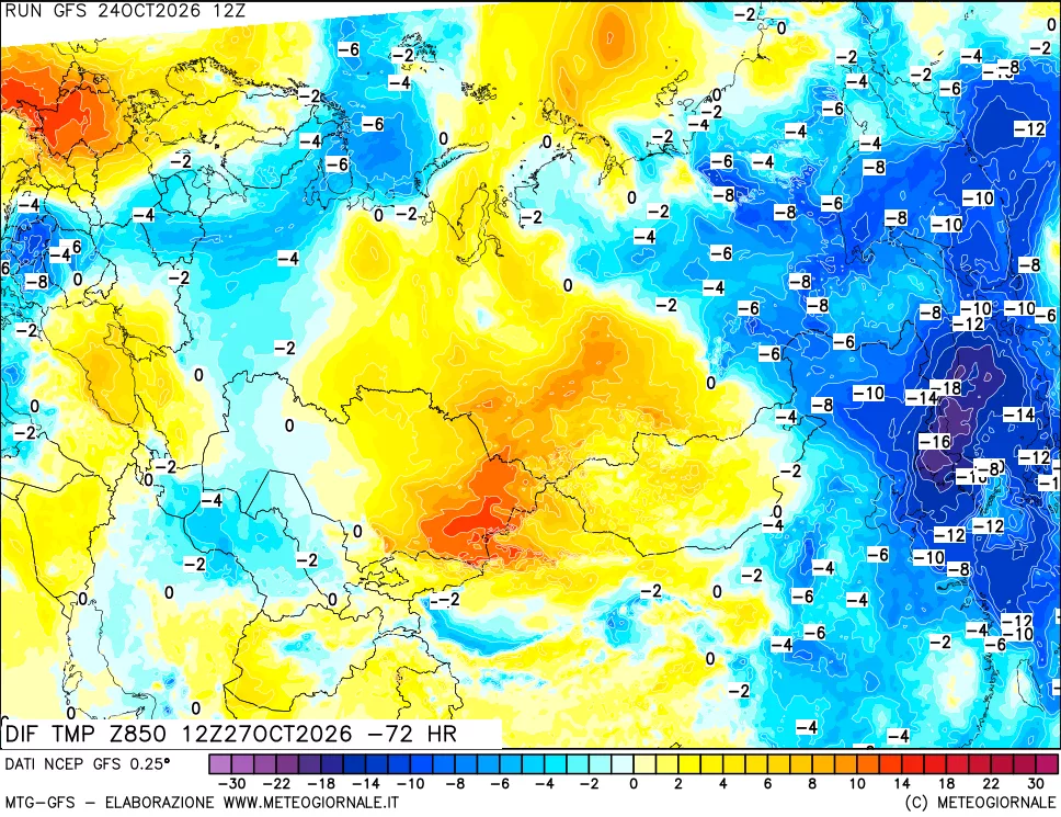 mappa 850 hPA Dif. Temp - Init