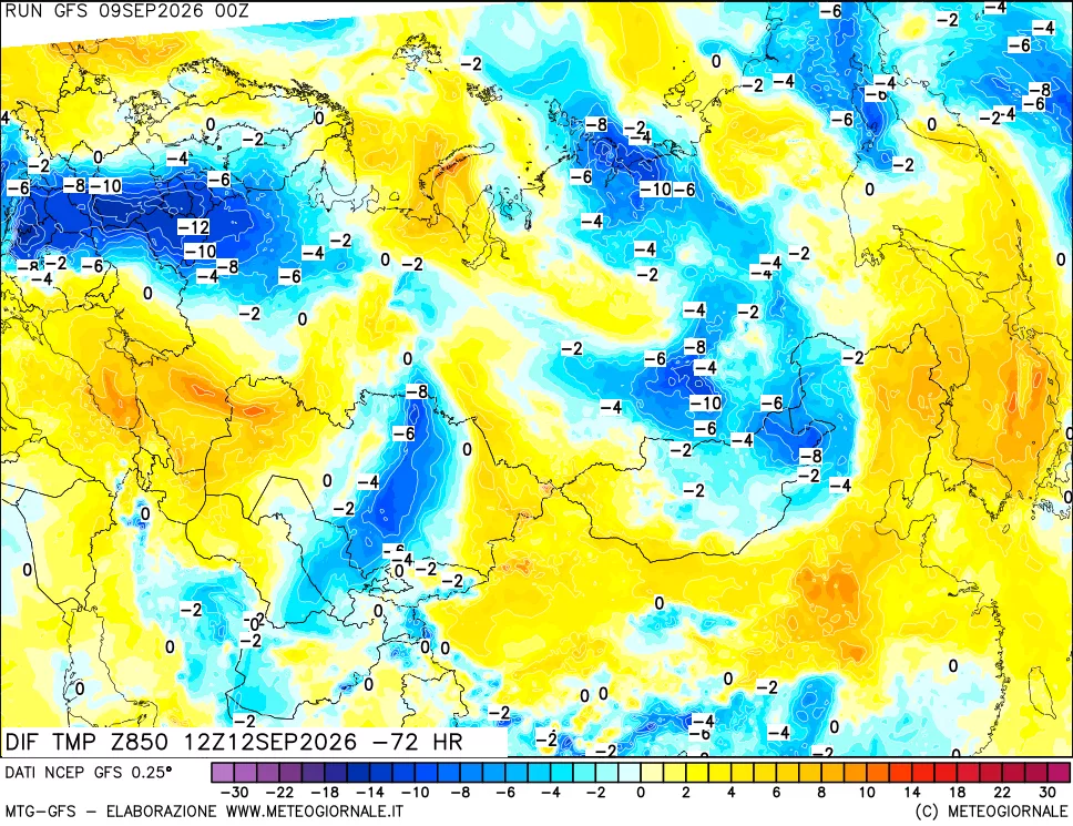 mappa 850 hPA Dif. Temp - Init