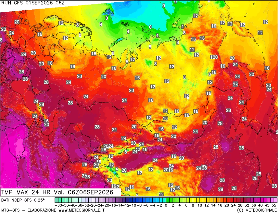 mappa Temperatura massima 24 ore