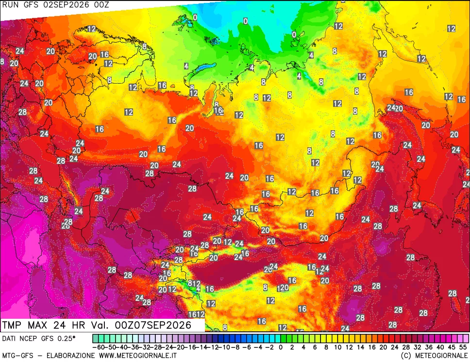 mappa Temperatura massima 24 ore