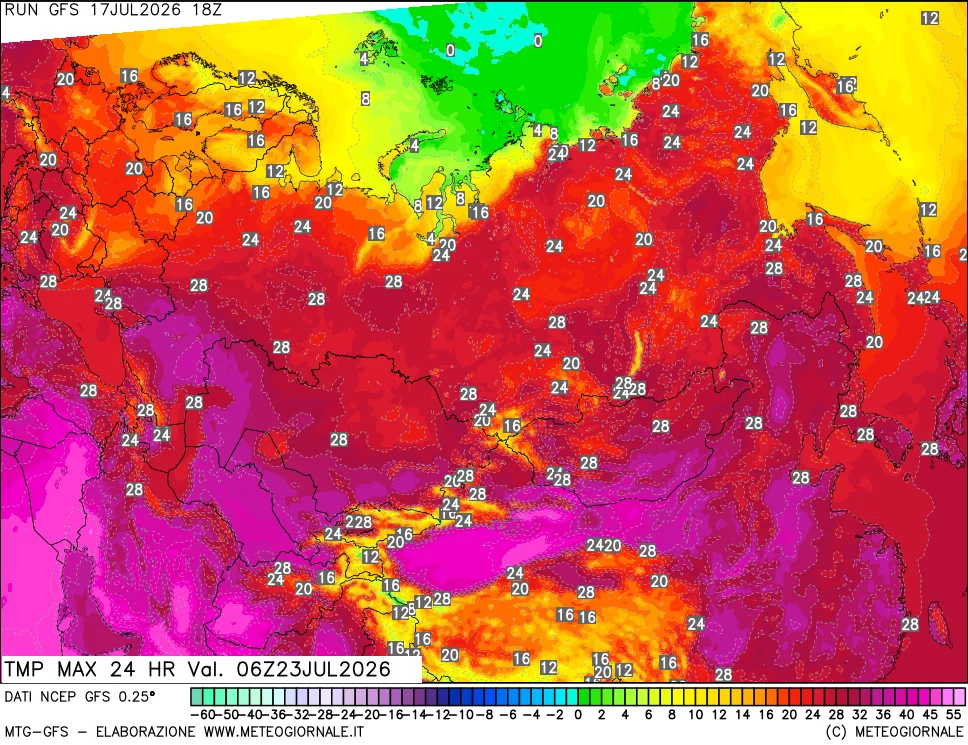mappa Temperatura massima 24 ore