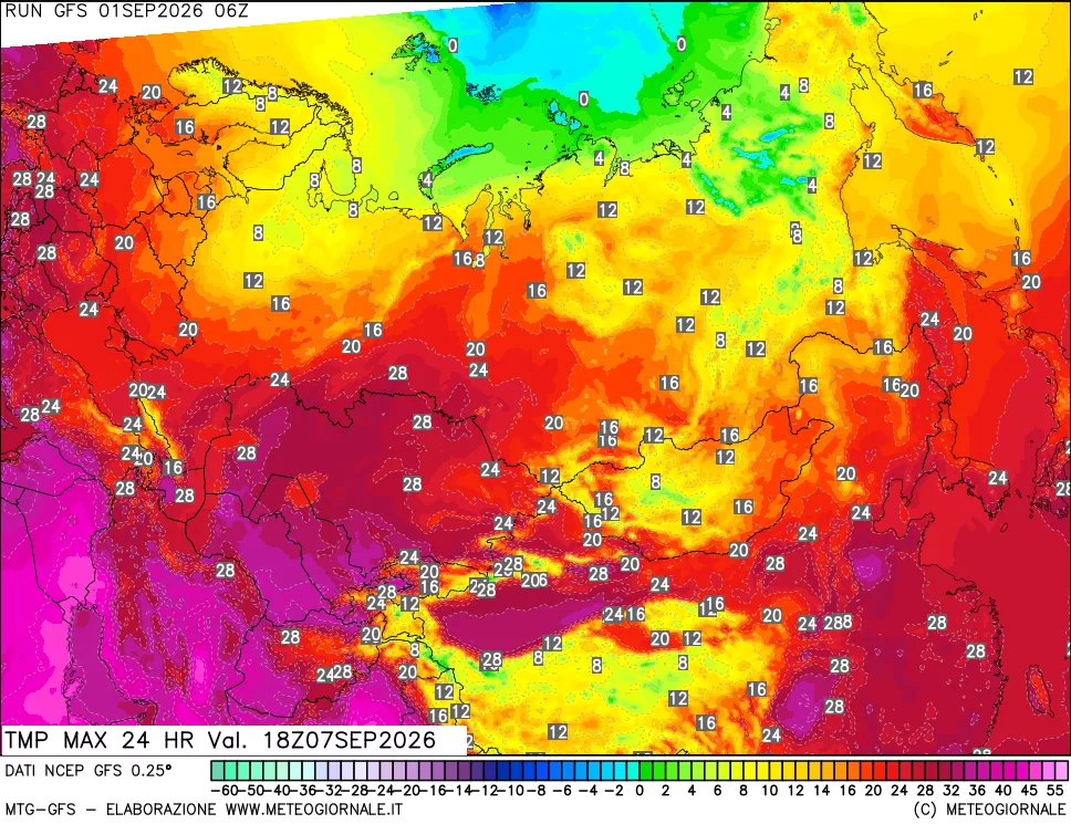 mappa Temperatura massima 24 ore