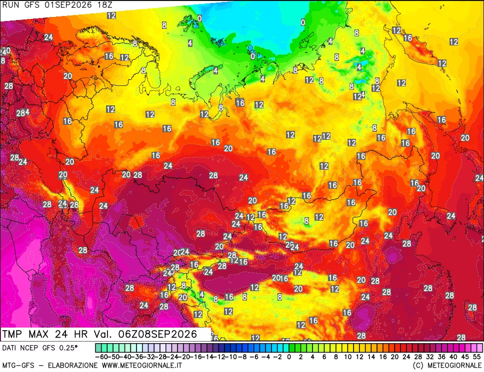 mappa Temperatura massima 24 ore