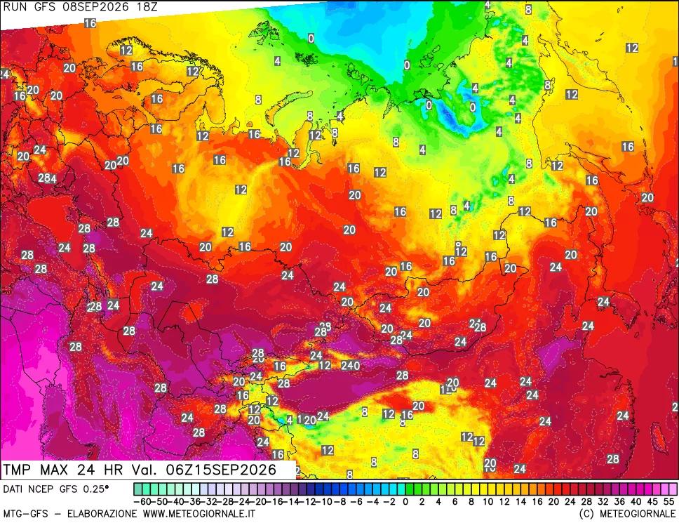 mappa Temperatura massima 24 ore