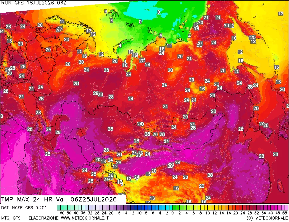 mappa Temperatura massima 24 ore