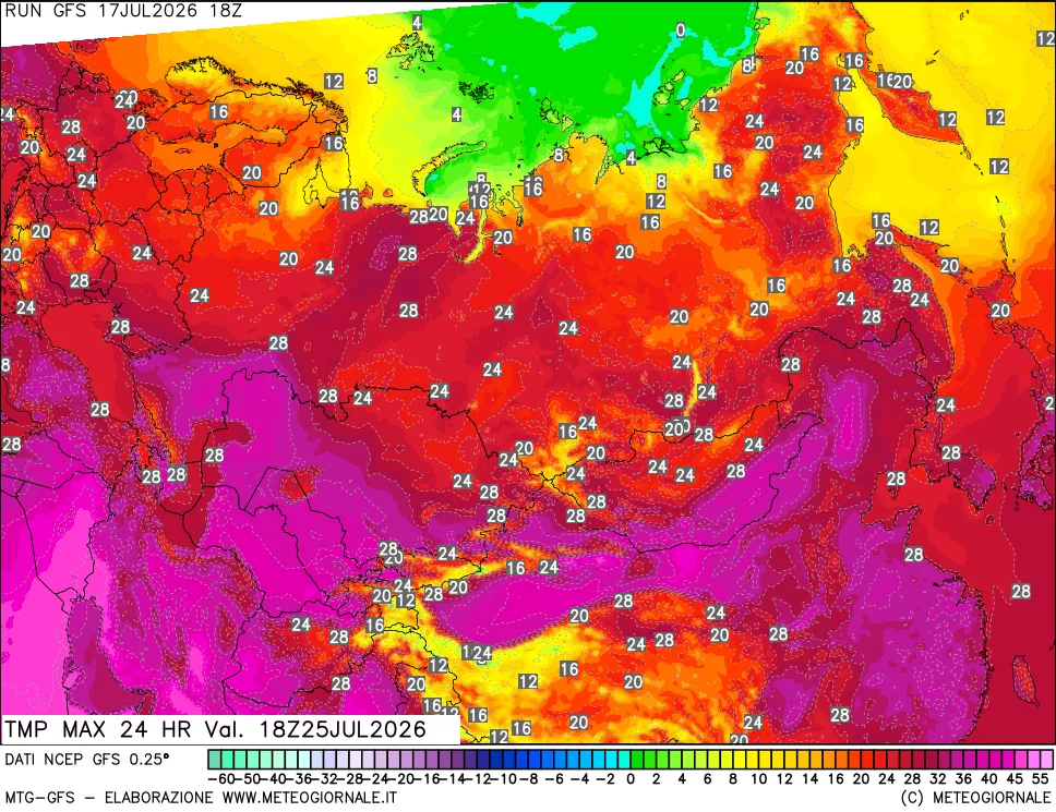 mappa Temperatura massima 24 ore