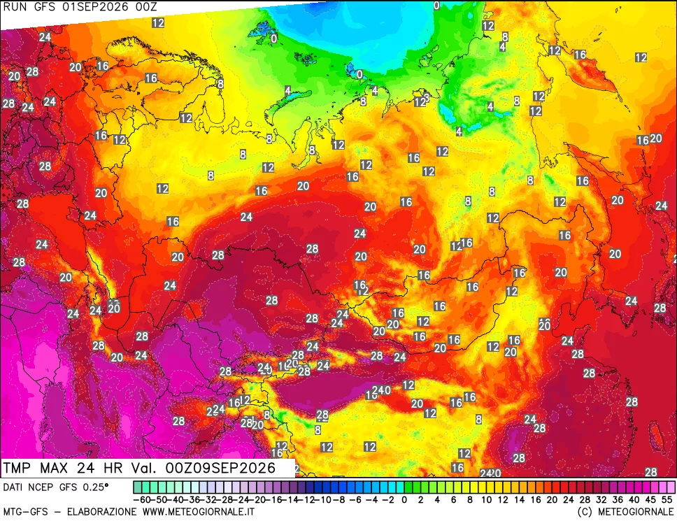 mappa Temperatura massima 24 ore