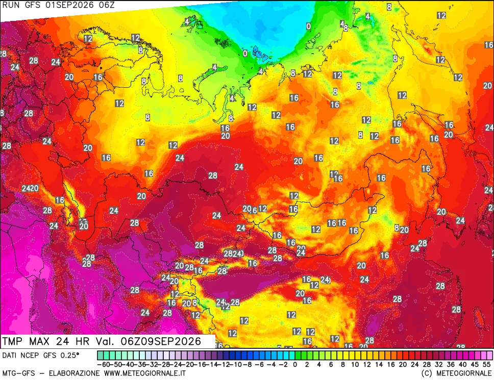 mappa Temperatura massima 24 ore