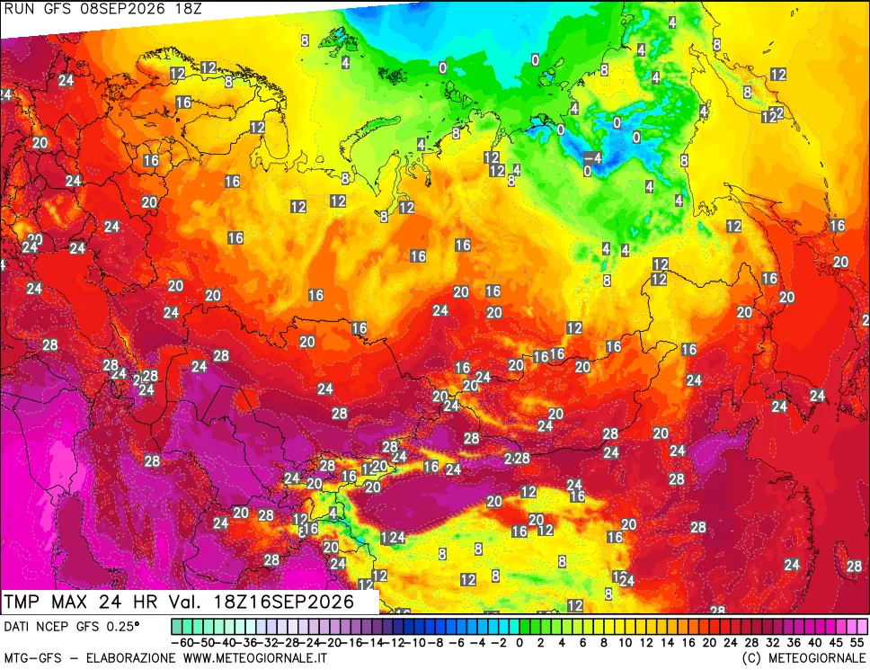 mappa Temperatura massima 24 ore