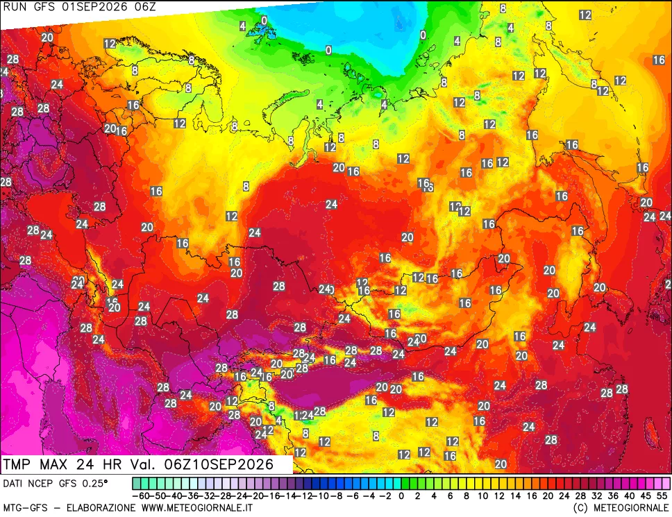 mappa Temperatura massima 24 ore