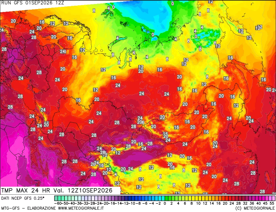 mappa Temperatura massima 24 ore