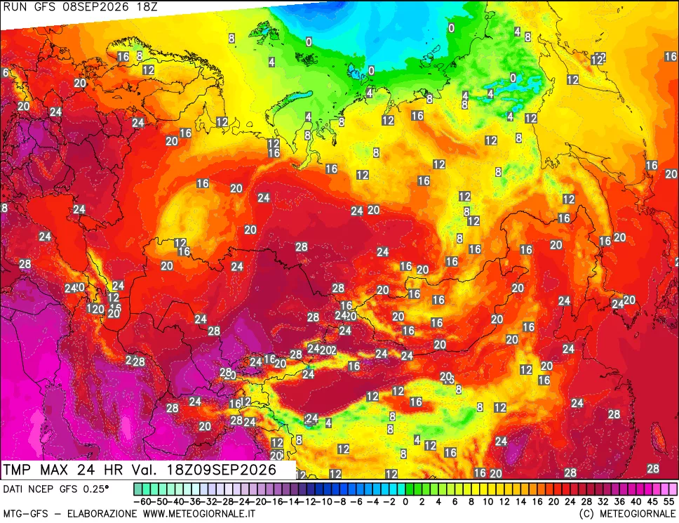 mappa Temperatura massima 24 ore