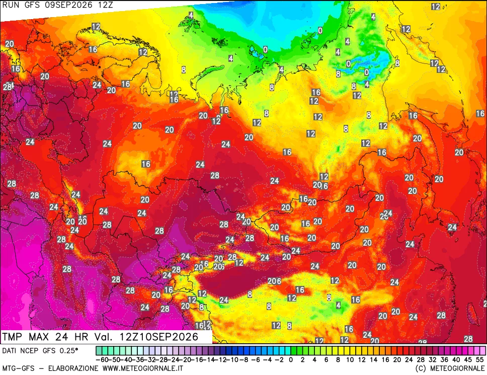 mappa Temperatura massima 24 ore