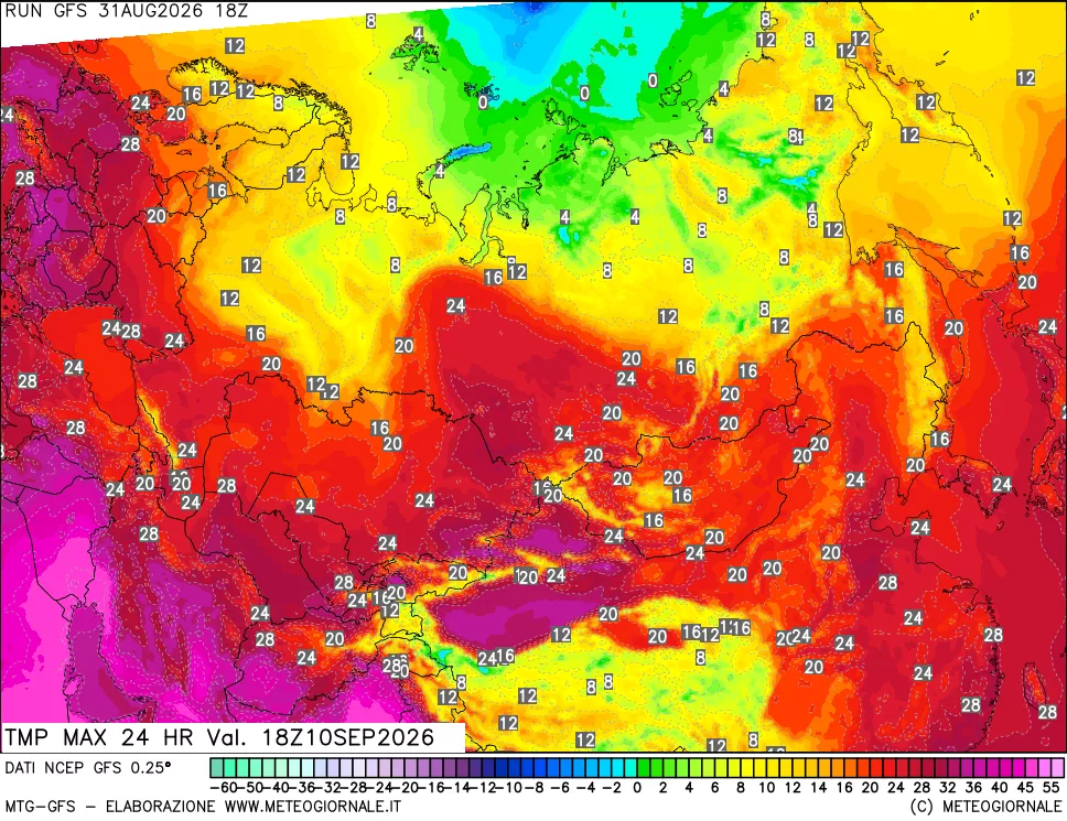 mappa Temperatura massima 24 ore