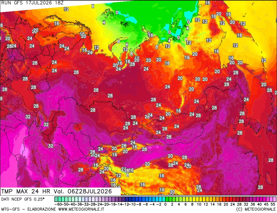 mappa Temperatura massima 24 ore