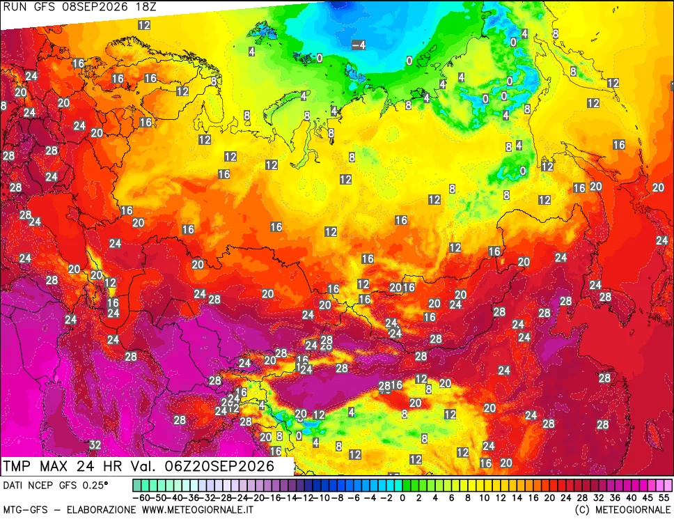mappa Temperatura massima 24 ore