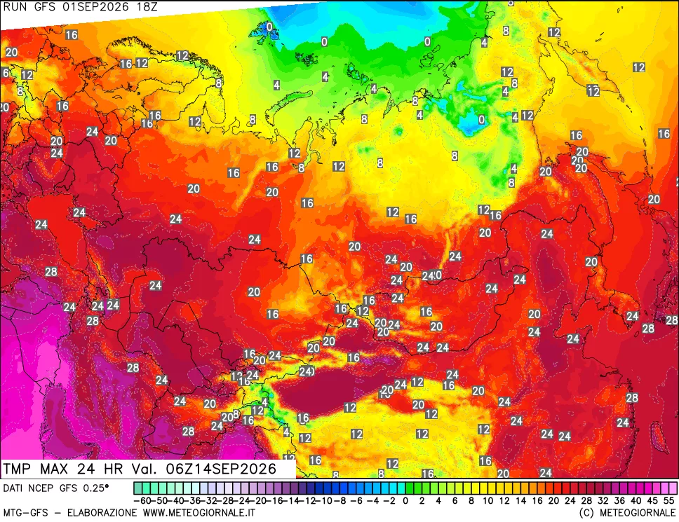 mappa Temperatura massima 24 ore