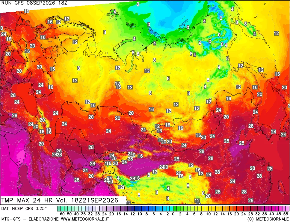 mappa Temperatura massima 24 ore
