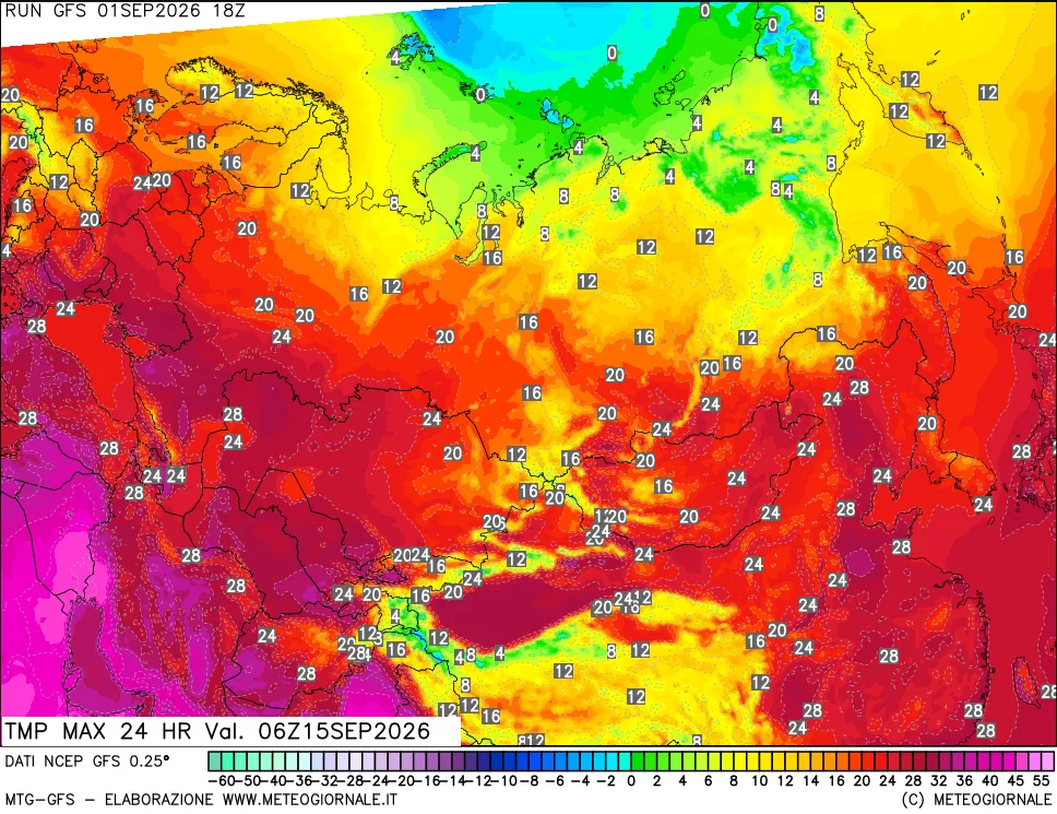 mappa Temperatura massima 24 ore