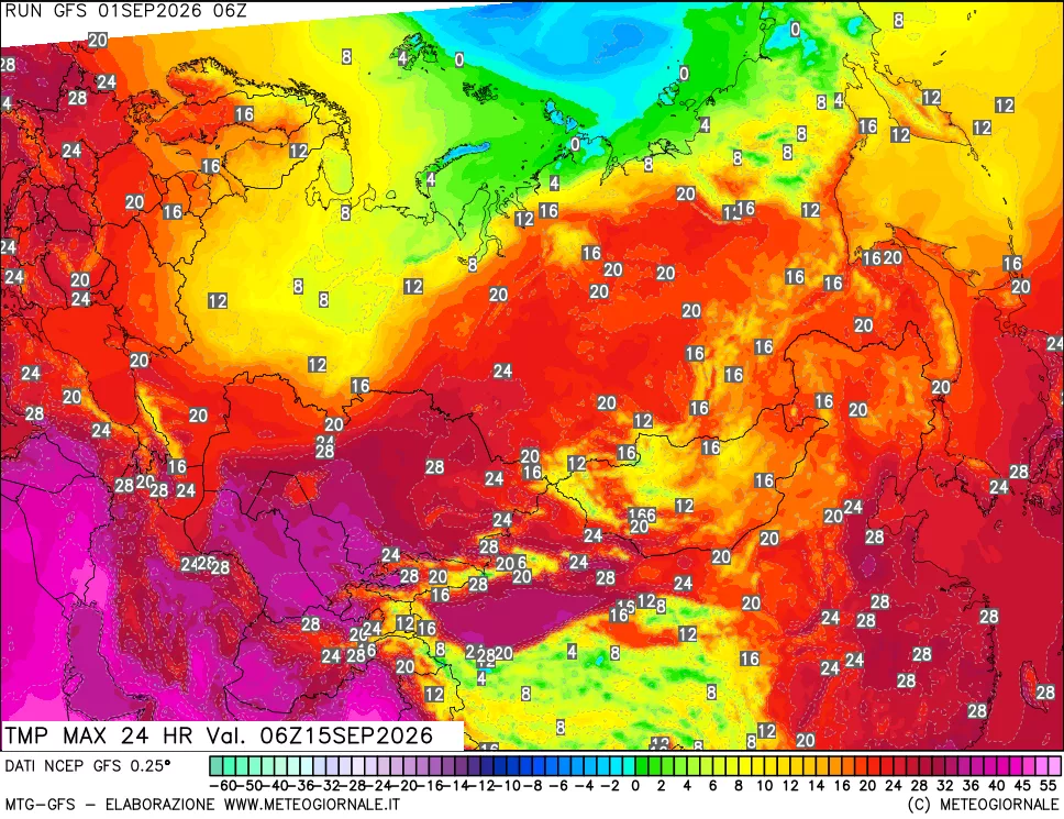 mappa Temperatura massima 24 ore