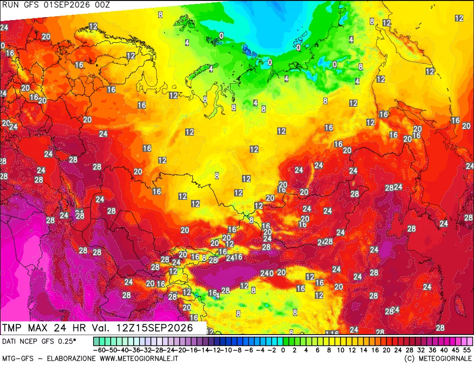 mappa Temperatura massima 24 ore