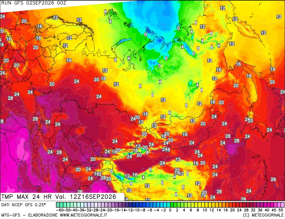 mappa Temperatura massima 24 ore