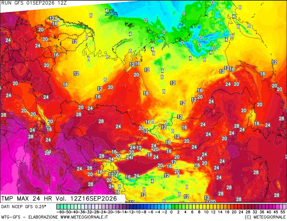 mappa Temperatura massima 24 ore