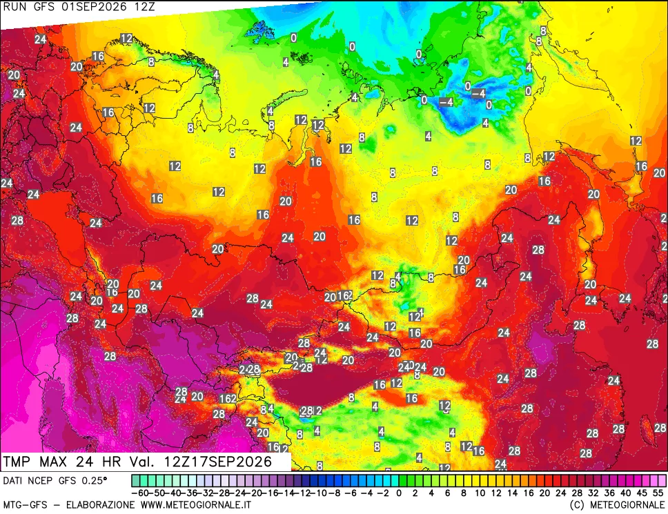 mappa Temperatura massima 24 ore